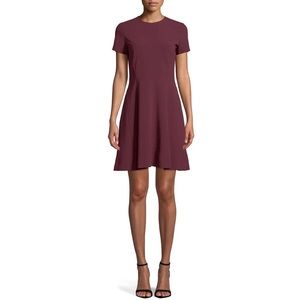 Theory Crewneck Short-Sleeve Modern Seamed Shift W. Admiral Crepe Dress Size 0